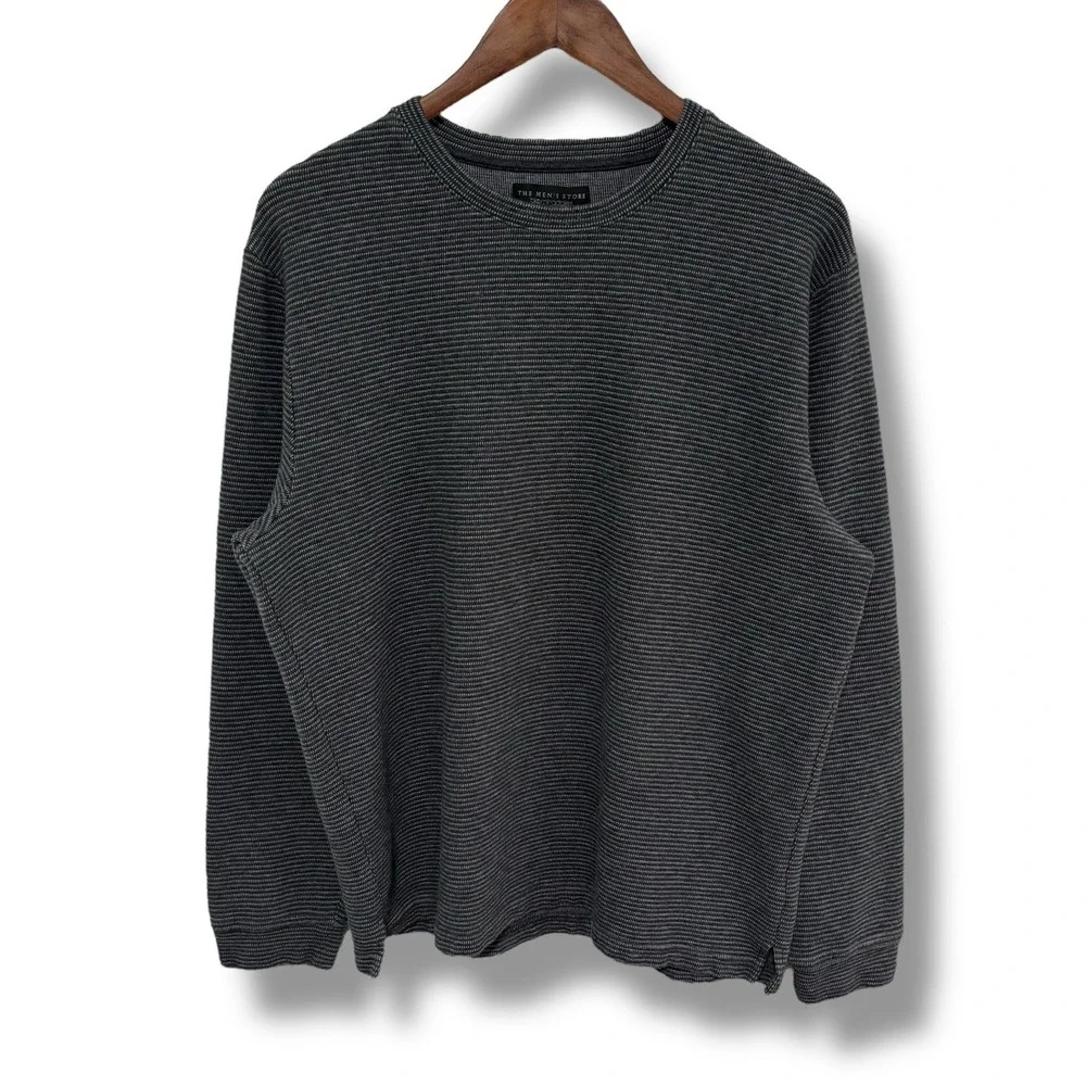The Men's Store Bloomingdale's Striped‎ Crewneck Sweatshirt Gray Size XL 22 x 27